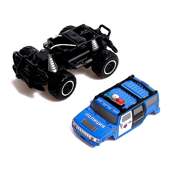 Джип &laquo;Полиция&raquo;, радиоуправляемый, световые эффекты, работает от батареек, цвет синий