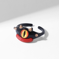 Кольцо &laquo;Монстрик&raquo; с четырьмя рожками, цвет чёрный, безразмерное