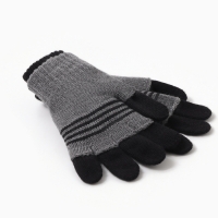 Перчатки детские двойные, чёрный/серый, размер 17