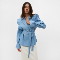 Жакет женский джинсовый с воланами MIST, размер 44, голубой