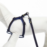 Комплект "Джинс", ширина 1 см, поводок 120 см, шлейка 25-40 см, синий Комплект "Джинс", ширина 1 см, поводок 120 см, шлейка 25-40 см, синий