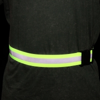 Светоотражающий пояс эластичный 1 полоса 2см 50-100см*4,5см на фастексе салатов/чёрн АУ