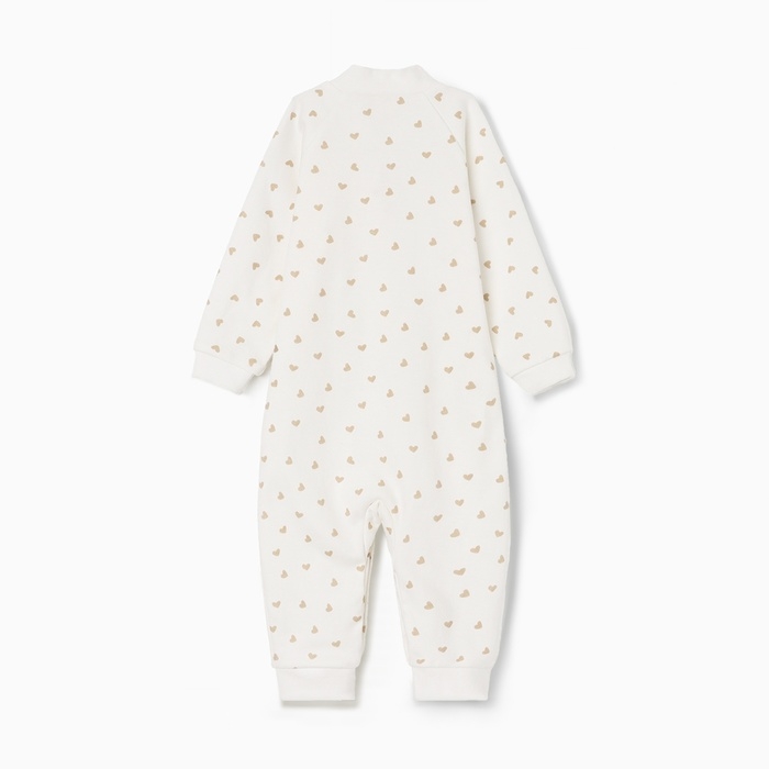 Комбинезон детский с открытыми ножками, цвет бежевый/сердечки, рост 68 см