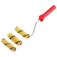 Валик ЛОМ, полиэстер, 100 мм, рукоятка d=6 мм, D=16 мм, ворс 10 мм, 2 запасных шубки Валик ЛОМ, полиэстер, 100 мм, рукоятка d=6 мм, D=16 мм, ворс 10 мм, 2 запасных шубки