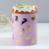 Форма ободок для кулича с тиснением &laquo;Кролики&raquo; на пасху, 32.2&times;9 см