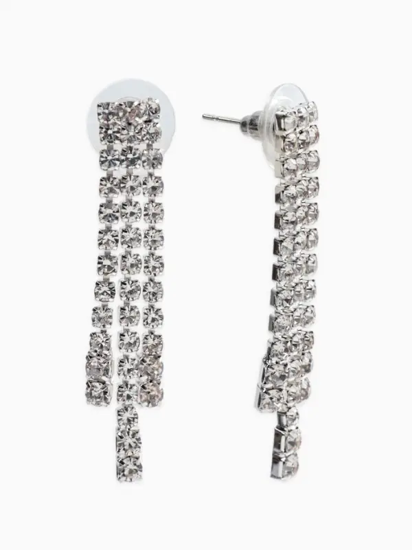 Набор 2 предмета: серьги, колье со стразами &laquo;Лёд. Клавиши&raquo;, d=13.5 см, белый в серебре