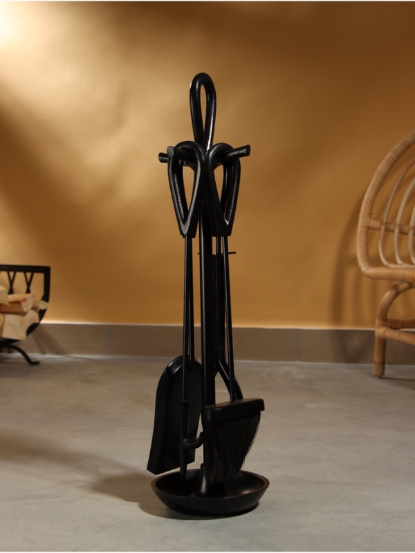 Каминный набор "Кочегар" сталь, 4 предмета, 17х17х63 см