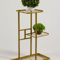Подставка для цветов Greengo, 3 полки, 43 &times; 22 &times; 57 см, напольная, металл, цвет золотой