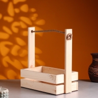 Набор кашпо деревянных 2 в 1 (25.5&times;15&times;30; 20&times;12&times;23 см) "Аром", ручка канат, Натуральная сосн 1006000