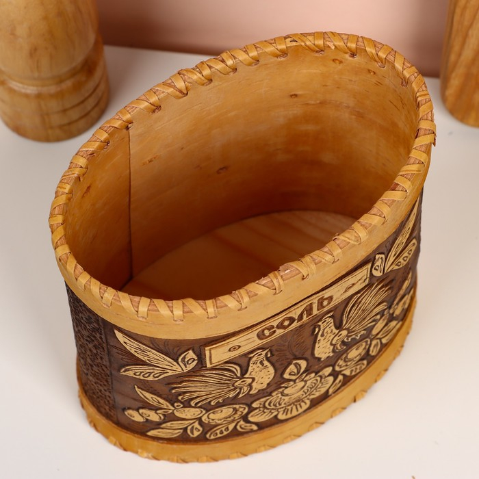 Туес для специй &laquo;Птицы&raquo;, соль, 15х9х14 см