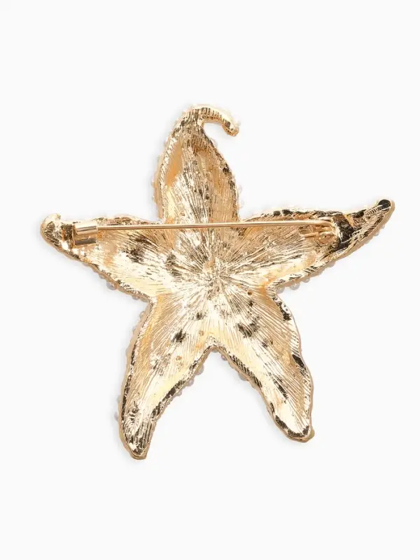 Брошь "Морская звезда", цвет белый в золоте