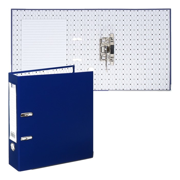Папка-регистратор 75мм, А4, Calligrata "Mega", бумвинил, с карманом на корешке, нижний металлический кант, синяя