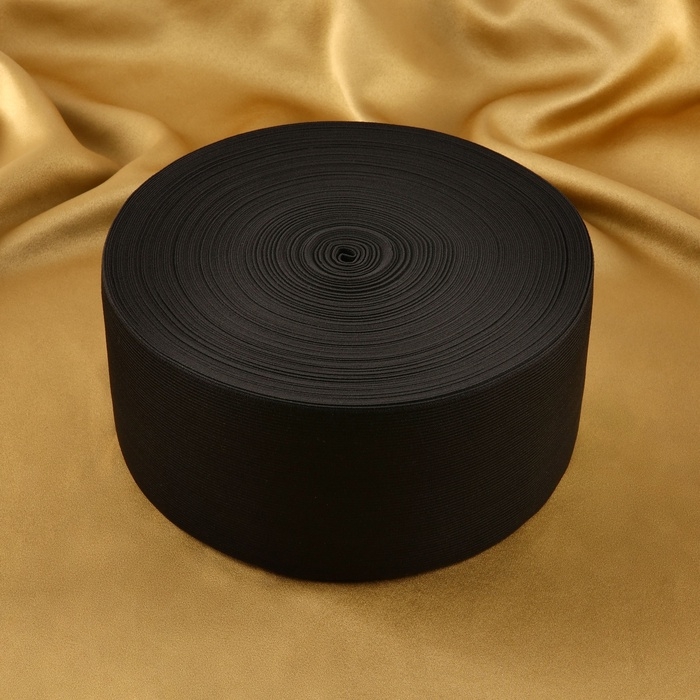 Резинка вязаная, 100 мм, 40 &plusmn; 2 м, цвет чёрный