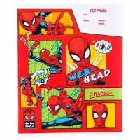Тетрадь в линейку 18 листов, 4 вида МИКС, обложка мелованная бумага, &laquo;Человек-паук&raquo;