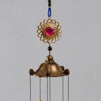 Музыка ветра металл "Ганеша в золотом цветке" 5 колокольчиков 56х8 см Музыка ветра металл "Ганеша в золотом цветке" 5 колокольчиков 56х8 см