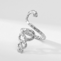 Новый год! Символ года 2025! Кольцо металл &laquo;Змея&raquo; извилистая, цвет серебро, размер 18