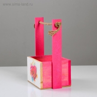 Кашпо деревянное, 15×12×8.5(25) см "Пауль и Любовь. Сердце акварельное", с принтом Кашпо деревянное, 15×12×8.5(25) см "Пауль и Любовь. Сердце акварельное", с принтом