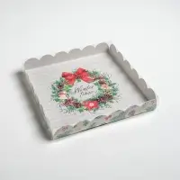 Коробка для кондитерских изделий с пластиковой крышкой &laquo;Winter time&raquo;, 21 х 21 х 3 см