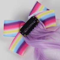 Локон накладной &laquo;Бантик&raquo;, кудрявый волос, на заколке, 32 см, цвет сиреневый/пепельный/розовый