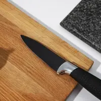 Нож кухонный с антиналипающим покрытием Доляна &laquo;Супер-блэк&raquo;, лезвие 8.5 см, чёрный