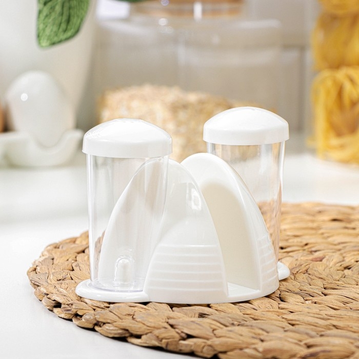 Набор для специй с салфетницей Cake, 2 шт: солонка и перечница 70 мл, цвет слоновая кость Набор для специй с салфетницей Cake, 2 шт: солонка и перечница 70 мл, цвет слоновая кость