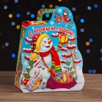 Подарочная коробка &laquo;Снеговик с подарком&raquo; 16&times;10&times;18 см