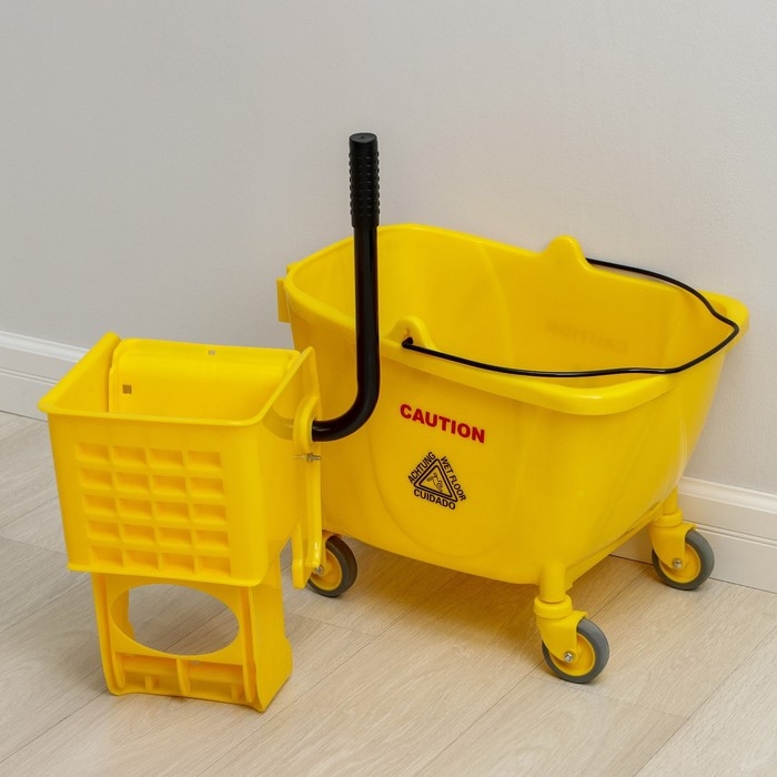 Тележка уборочная с механическим отжимом, 32 л, цвет жёлтый Тележка уборочная с механическим отжимом, 32 л, цвет жёлтый