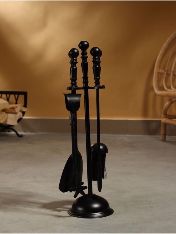 Каминный набор "Дом" сталь, 4 предмета, 11х11х46 см