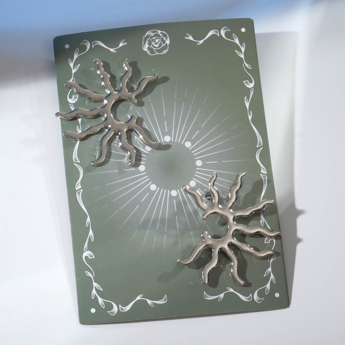 Серьги металл &laquo;Лучики&raquo; солнца, цвет серебро