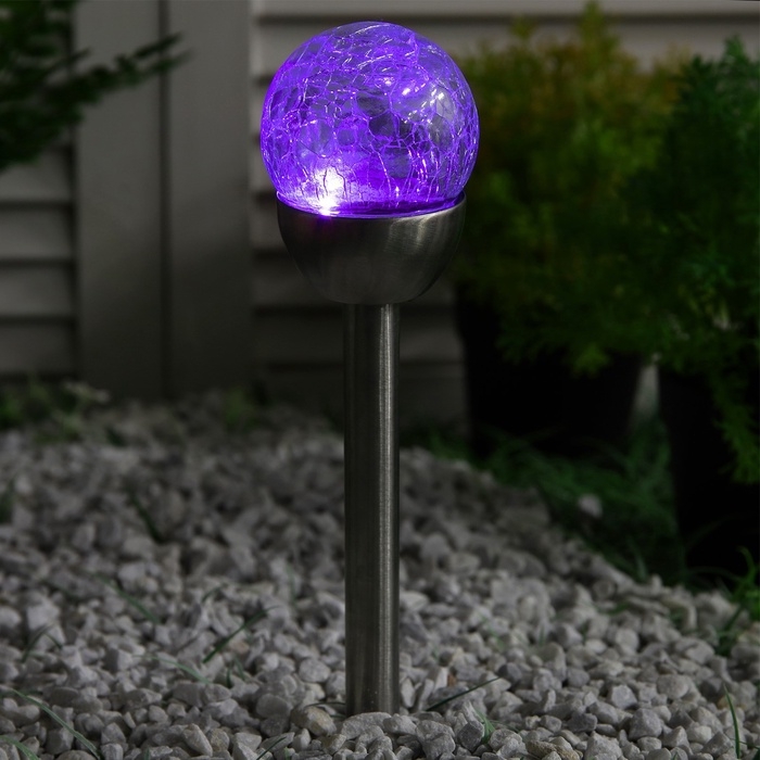 Садовый светильник на солнечной батарее &laquo;Стеклянный шар&raquo;, 6&times;36.5&times;6 см, 1 LED, свечение мульти (RGB)