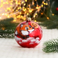 Ёлочный шар d-8 см "Лиса и колобок" Ёлочный шар d-8 см "Лиса и колобок"