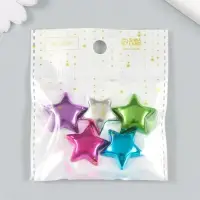 Бусина пластик с несквозным отверстием "Звезда глянцевый металлик" МИКС 2,5х2,5х0,7 см