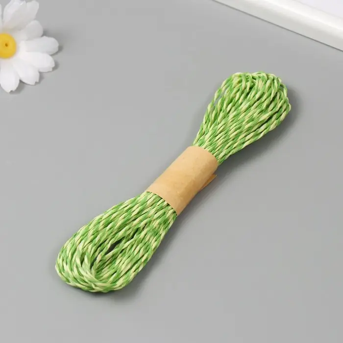 Пряжа 100% целлюлоза "Softino Raffia Color Melange" кручёная, зелёная трава 10м &plusmn;2м