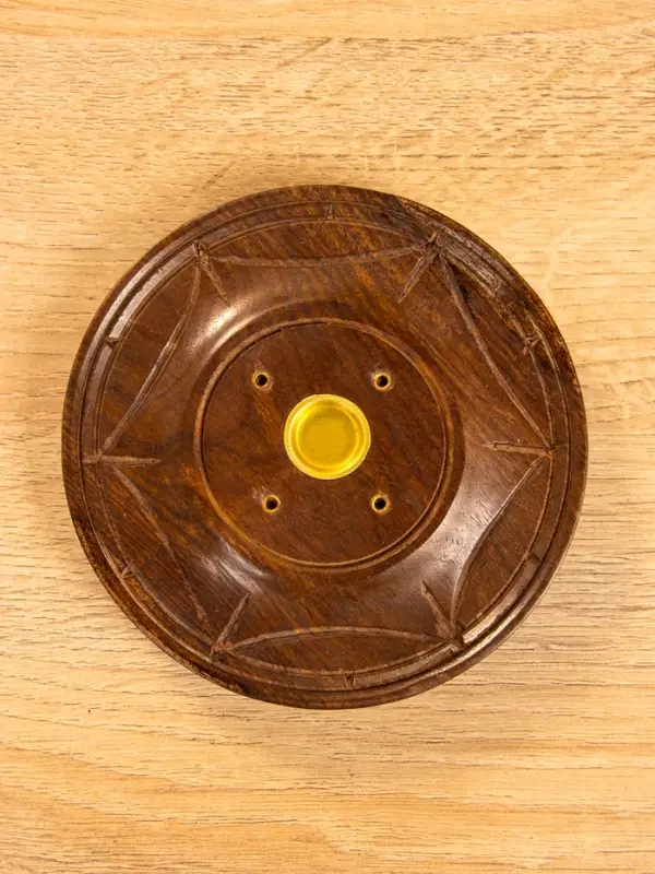 Подставка под благовония круглая, 12.5&times;12.5&times;1.5 см, дерево шишам