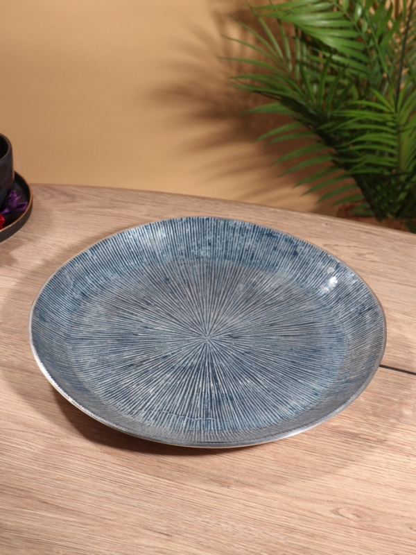 Блюдо алюминий цв. синий 33,5х33х3 см