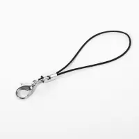 Основа для брелока на нитке с карабином 6см набор 100 шт чёрный/серебряный