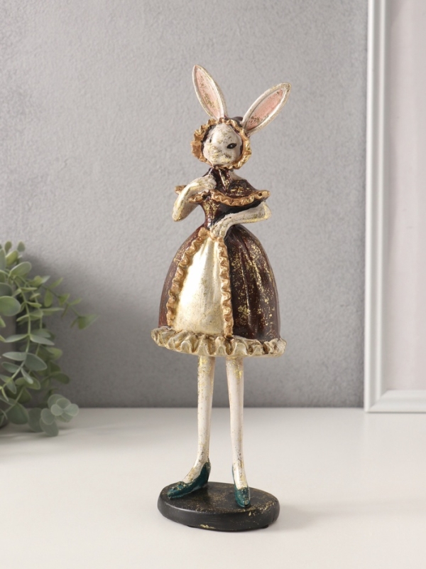 Сувенир полистоун "Зайка в платье с рюшами" 8х9,5х30 см