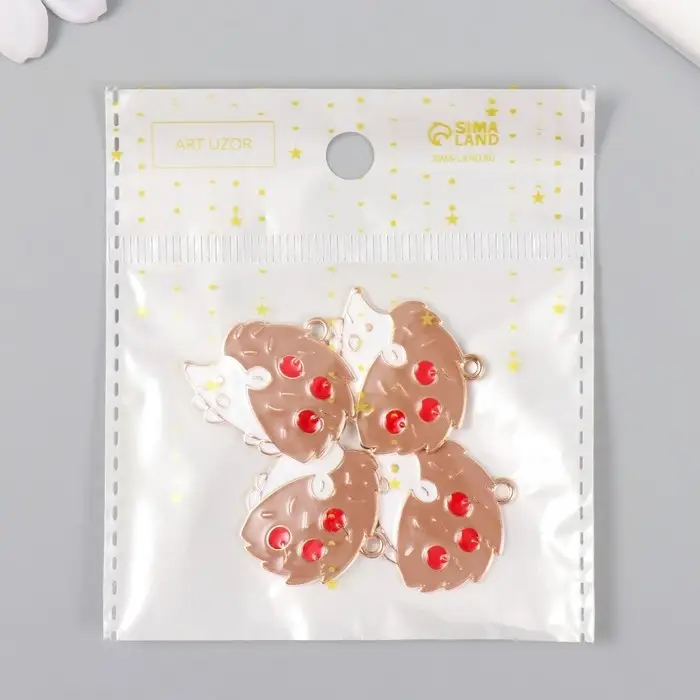 Декор для творчества металл "Ежик с яблоками" эмаль 2,8х2 см