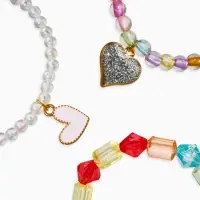 Браслет детский &laquo;Выбражулька&raquo;, 3 шт. набор, сердца, бусины, цветной