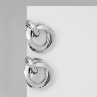 Серьги металл &laquo;Геометрия&raquo; круги на кольце, цвет серебро