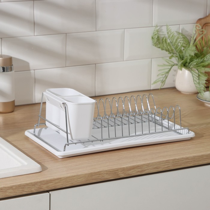 Сушилка для посуды с поддоном Доляна, 38,5&times;21,5&times;12,5 см, цвет МИКС
