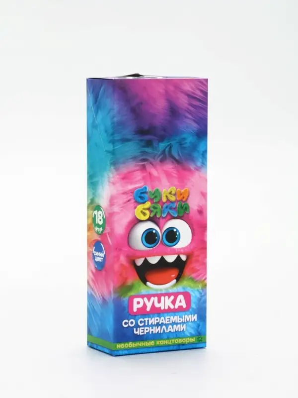 Ручка пиши-стирай с колпачком "Буки Бяки", синяя паста 0.5 мм