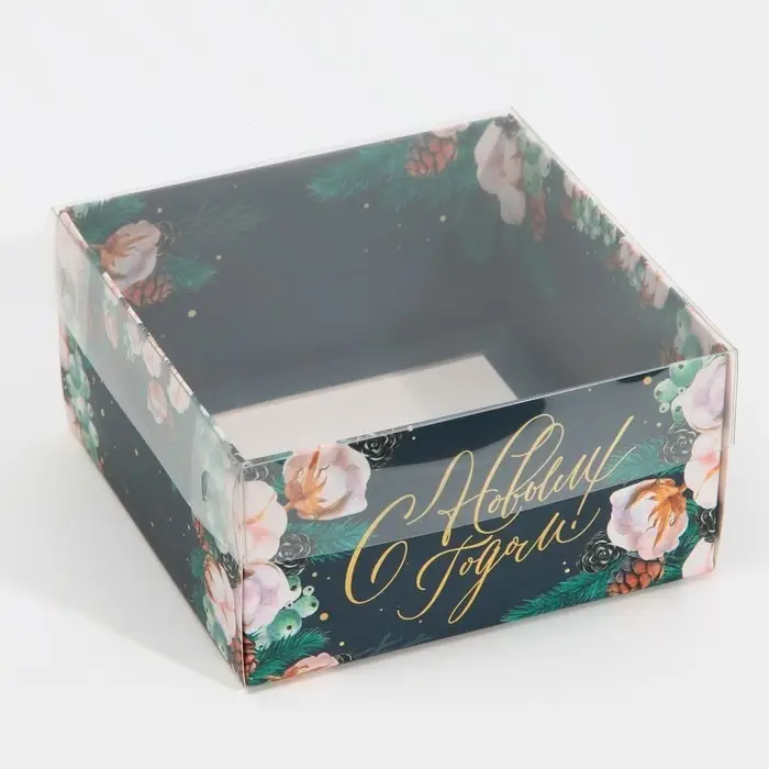 Коробка для кондитерских изделий с пластиковой крышкой &laquo;Хлопок&raquo;, 12 х 6 х 11.5 см