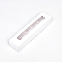 Коробка складная под 5 конфет, белая, 5 х 22 х 3,5 см, набор 5 шт.