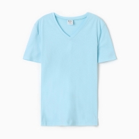 Футболка женская V-образный вырез, цвет голубой, размер 46