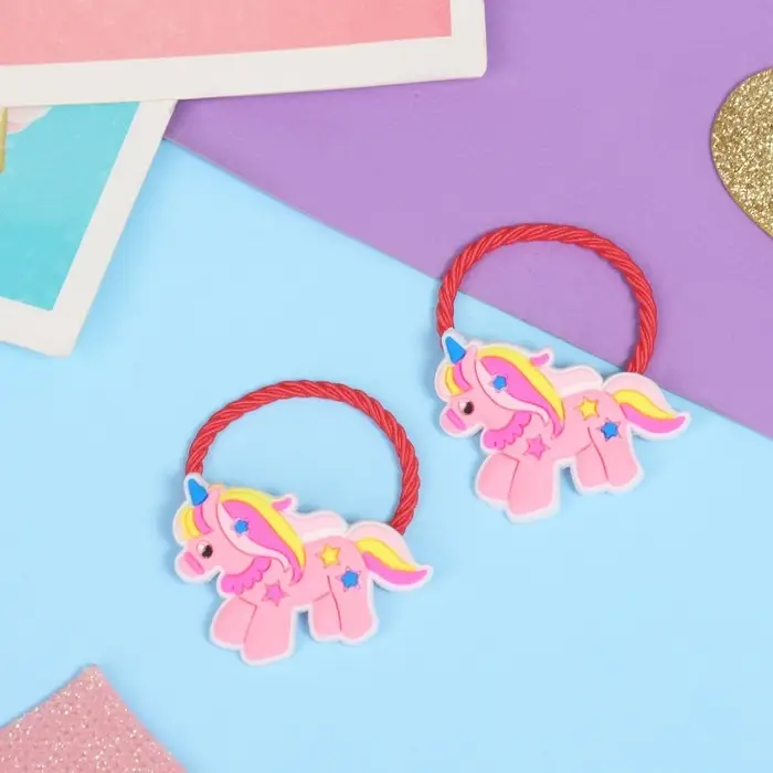 Резинка для волос "Крошка" (набор 2 шт) единорожек, розовый