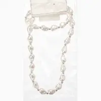 Набор 2 пред-та: бусы,браслет "Жемчуг барочный", капля, 40/18см, цвет белый в серебре