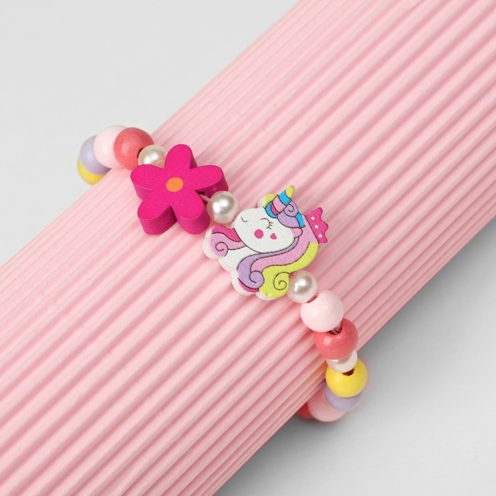 Браслет детский &laquo;Выбражулька&raquo; единорожка-принцесса с цветком, цветной