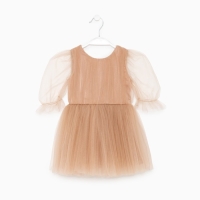 Платье для девочки нарядное KAFTAN, рост 98-104 см (30), бежевый Платье для девочки нарядное KAFTAN, рост 98-104 см (30), бежевый