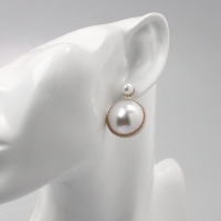 Серьги с жемчугом &laquo;Великолепие&raquo; два круга, цвет белый в золоте